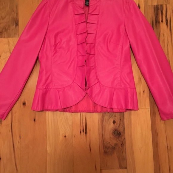 INC Pink Leather Like Jacket - Picture 3 of 8